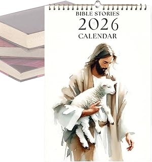 Calendrier 2026,Calendrier Mural Religieux 2026 Histoires Bibliques - Agenda Chrétien Inspirant Art Décor Religieux Maison pour Chambre Salon Église