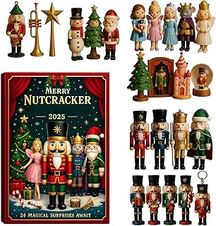Calendrier de l'Avent Casse-noisette 2025, calendrier de Noël avec 24 jours en acrylique 2D pour la maison, la voiture, le sapin de Noël, la cheminée, la chambre à coucher, et adultes